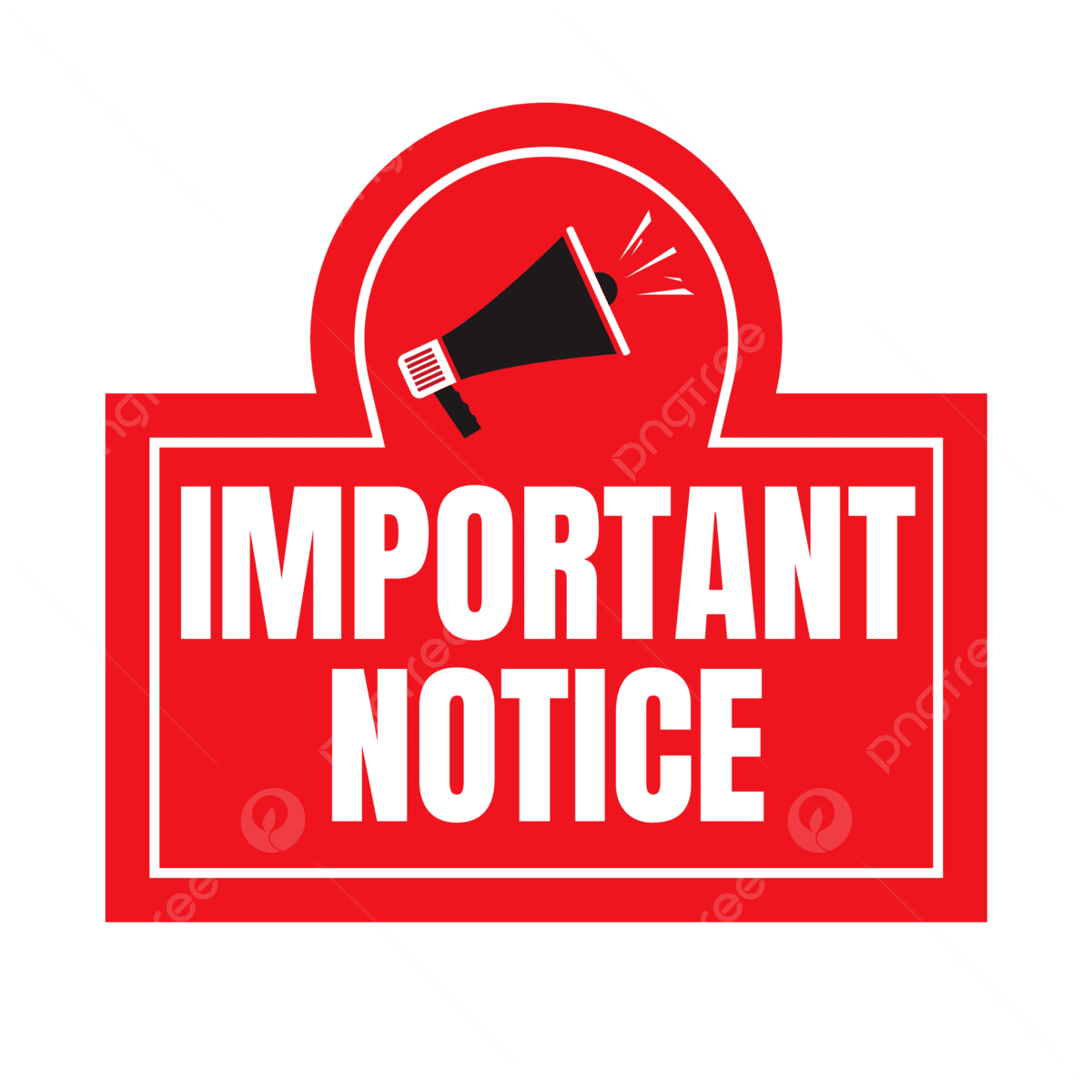 Image with with the text Important Notice