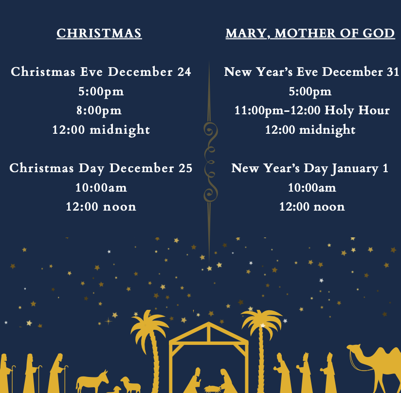 Christmas New Year Mass Schedule